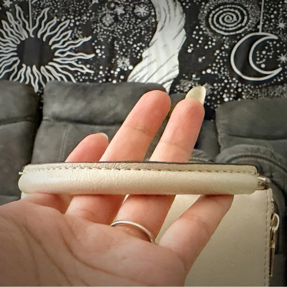 INC International Concepts Cream Shoulder Bag with Gold Ring - Picture 9 of 13